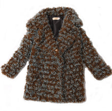 Mix Color Curly Long Hairy Shaggy Faux Sheep Fur Coat Women Lapel Faux Fur Mid Long Coats Warm Outerwear