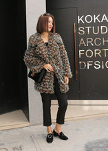 Mix Color Curly Long Hairy Shaggy Faux Sheep Fur Coat Women Lapel Faux Fur Mid Long Coats Warm Outerwear