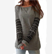 Bottoming Shirts Women's Printing Sleeve Patchwork O Neck Cotton Blouses Tops Plus Size LX093