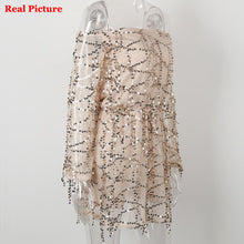 Sequins Tassel Party Dress Sexy Off Shoulder Women Dress Beach Strapless Gold Sequin Dress