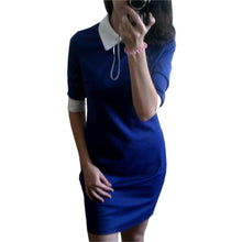 Dresses turn down collar casual dress elegant dress women work wear Red Blue Black Color J2323
