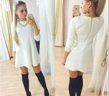 Dresses Long Sleeve Back Zipper Casual Sexy Cute Dresses Balck White Color J2317