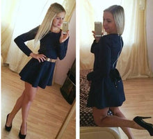 Dresses Long Sleeve Back Zipper Casual Sexy Cute Dresses Balck White Color J2317