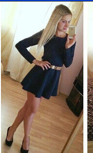 Dresses Long Sleeve Back Zipper Casual Sexy Cute Dresses Balck White Color J2317