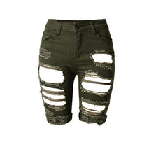 Shorts Women Personality High Waist Shorts Green Ripped Short Jeans Woman Denim Shorts Plus Size