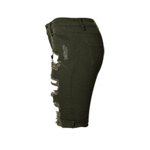 Shorts Women Personality High Waist Shorts Green Ripped Short Jeans Woman Denim Shorts Plus Size