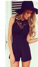 Tank Slim Women's sexy bodycon jumpsuit With Lace Patchwork playsuit Sleeveless shorts coveralls Macacaos J2314