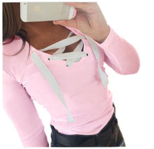 Women Hoodies Sweatshirts Long Sleeve V-neck Bandage Hoodies Shirts Casual Sexy Women Tops