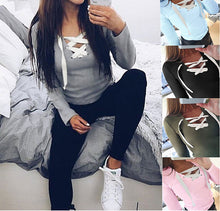 Women Hoodies Sweatshirts Long Sleeve V-neck Bandage Hoodies Shirts Casual Sexy Women Tops