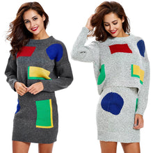 women-knitted-sweater-dress-long-sleeve-bodycon-dress-2pcs-set-ladies-party-mini-dress-vestidos BBL