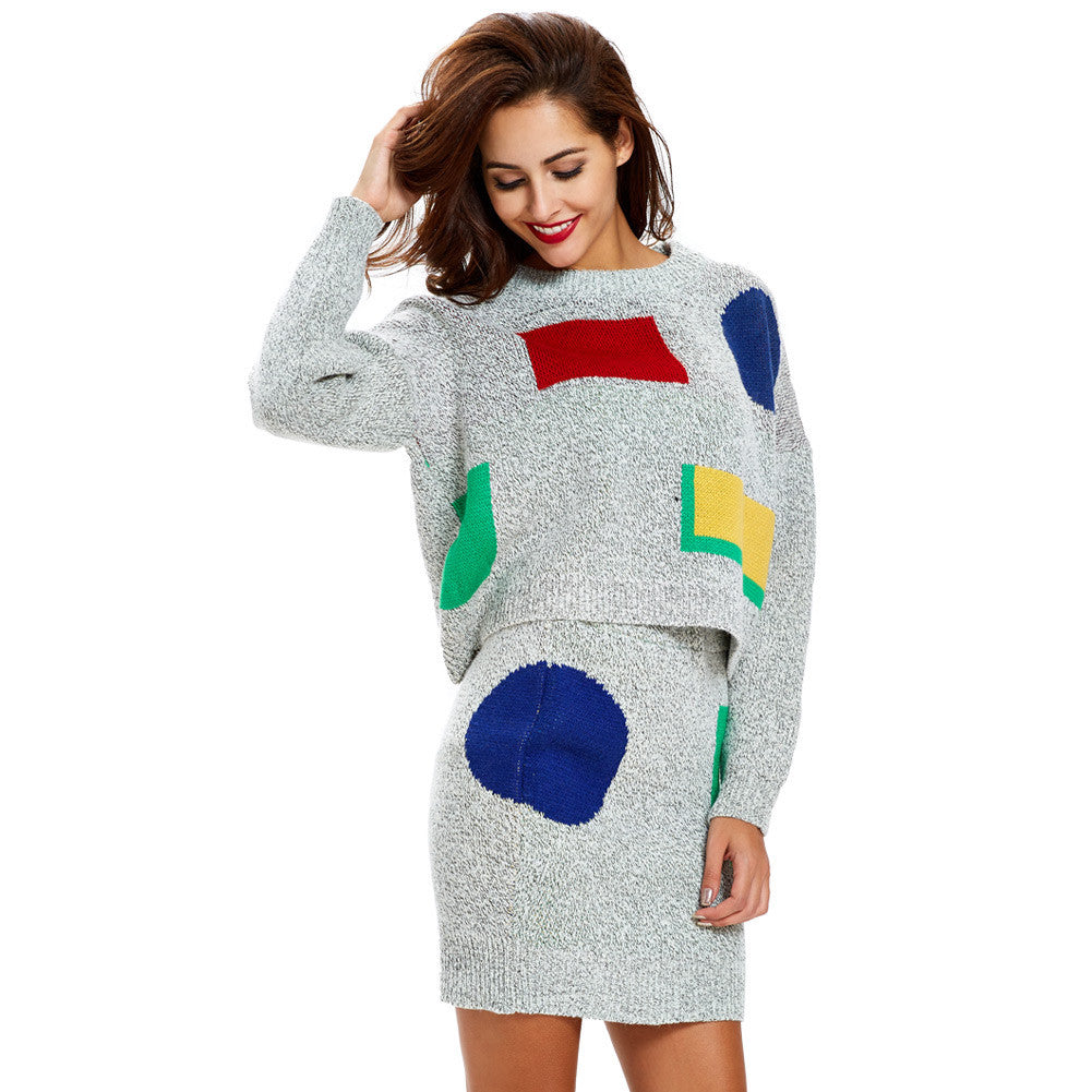 women-knitted-sweater-dress-long-sleeve-bodycon-dress-2pcs-set-ladies-party-mini-dress-vestidos BBL