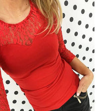 Women Lace Patchwork Blouse Shirts Sexy Solid Long Sleeve Slim Womens Basic Tops Blusas M0572
