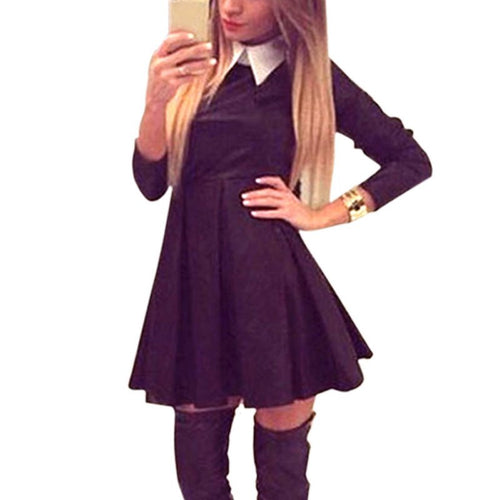 new-fashion-women-doll-collar-slim-long-sleeve-dress-mini-skater-dresses-py8 BBL