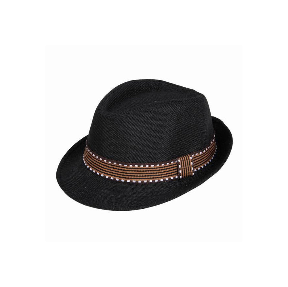kids-boy-girl-unisex-fedora-hat-contrast-trim-cool-jazz-hat-trilby-cap-chapeau BBL
