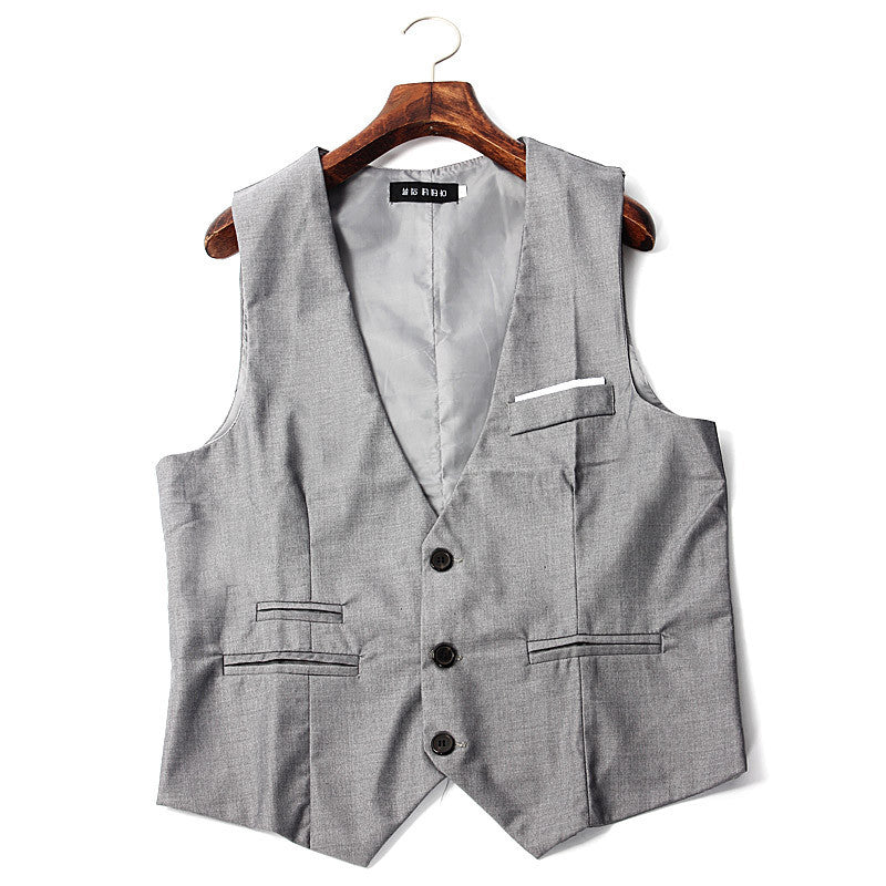 Fashion Men Slim V-neck Fit Formal Casual Dress Suit Waistcoat