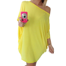 Sexy Cold Shoulder Loose Batwing Sleeve Solid Mini Dress For Women Clothings Plus Size LX229
