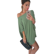 Sexy Cold Shoulder Loose Batwing Sleeve Solid Mini Dress For Women Clothings Plus Size LX229