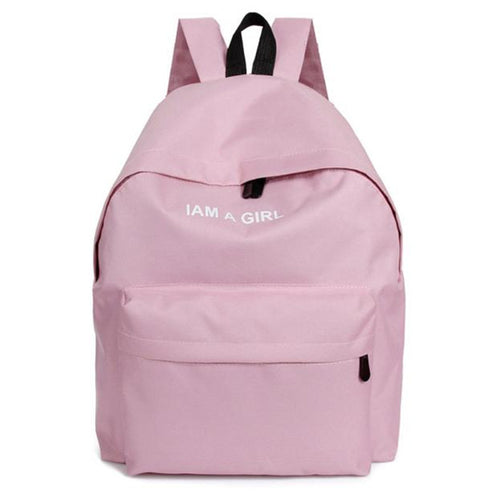 Fashion Women Girls Canvas Rucksack Backpack I AM A GIRL Letters Print School Book Shoulder Bag Casual Travel Bags