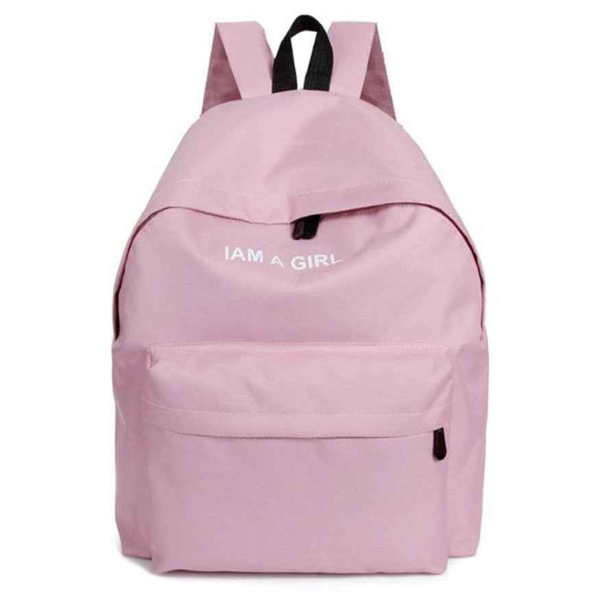 Fashion Women Girls Canvas Rucksack Backpack I AM A GIRL Letters Print School Book Shoulder Bag Casual Travel Bags