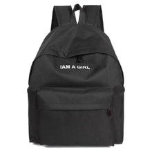 Fashion Women Girls Canvas Rucksack Backpack I AM A GIRL Letters Print School Book Shoulder Bag Casual Travel Bags