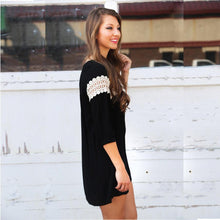 Fashion Women Lace Loose Dress Style Casual Three Quarter Dresses Comfortable Chiffon Short Dress
