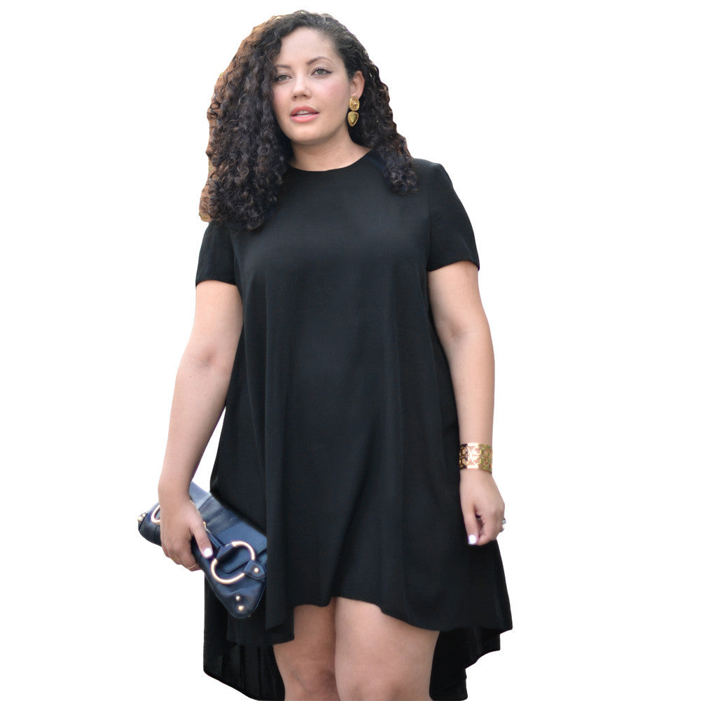 women-mini-dress-o-neck-solid-short-sleeve-asymmetric-hem-a-line-casual-loose-dress-plus-size-vestidos BBL