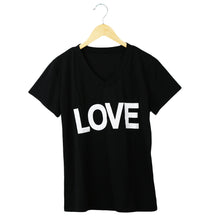 women-t-shirt-letter-print-v-neck-short-sleeve-women-tops-solidcolor-top-tee-shirt-blusas-black-green BBL