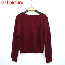 Knitted Women Sweaters and Pullovers Short Cropped Sweater O Neck Solid Color Long Sleeve Knitted Sweater