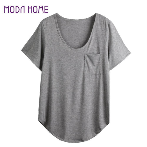 plus-size-tshit-women-t-shirt-chest-pocket-casual-tunic-top-solidcolor-loose-women-tee-shirt-tops-blusas-grey BBL