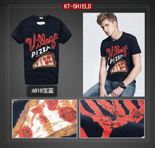 Quality Cotton Men's Short T shirts Slim Embroider Casual Mens Tops Tees t-shirt XXL Free