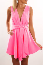 Sexy V Neck Bandage Dress Solid Color Sleeveless Chiffon Tanks Dress For Party Evening Prom Mini Vestidos LX148