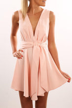 Sexy V Neck Bandage Dress Solid Color Sleeveless Chiffon Tanks Dress For Party Evening Prom Mini Vestidos LX148