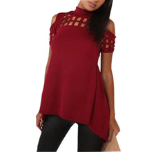 Sexy Women Hollow Out T-shirt Short Sleeve Tee Shirts Irregular Split Top Long T Shirts Top GV468