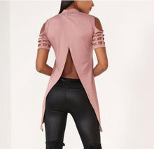 Sexy Women Hollow Out T-shirt Short Sleeve Tee Shirts Irregular Split Top Long T Shirts Top GV468
