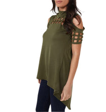 Sexy Women Hollow Out T-shirt Short Sleeve Tee Shirts Irregular Split Top Long T Shirts Top GV468