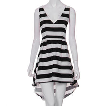 Casual Stripe Sleeveless Irregular Beach Dress Evening Party Short Mini Dress