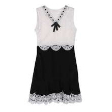 new-women-black-and-white-lace-dress-ladies-sleeveless-vintage-dresses-casual-mini-bow-dress-ly3 BBL