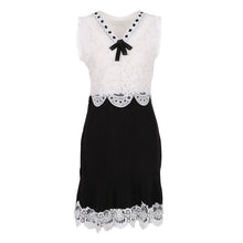 new-women-black-and-white-lace-dress-ladies-sleeveless-vintage-dresses-casual-mini-bow-dress-ly3 BBL