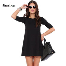 Women Chiffon Dress Fashion Dress O-Neck Half Sleeve Asymmetrical Hem Black Party Mini Dress Plus Size Vestidos