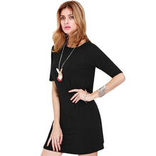 Women Chiffon Dress Fashion Dress O-Neck Half Sleeve Asymmetrical Hem Black Party Mini Dress Plus Size Vestidos
