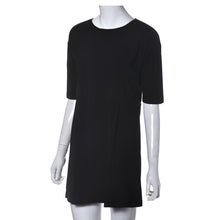 Women Chiffon Dress Fashion Dress O-Neck Half Sleeve Asymmetrical Hem Black Party Mini Dress Plus Size Vestidos