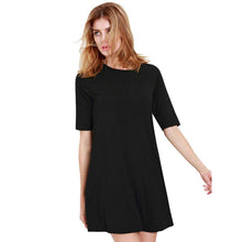 Women Chiffon Dress Fashion Dress O-Neck Half Sleeve Asymmetrical Hem Black Party Mini Dress Plus Size Vestidos