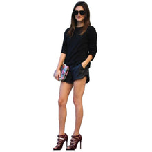 new-womens-long-sleeve-mesh-panel-casual-loose-black-sweatshirts-pullovers BBL