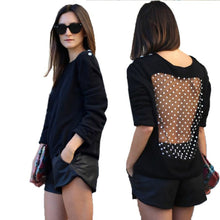 new-womens-long-sleeve-mesh-panel-casual-loose-black-sweatshirts-pullovers BBL
