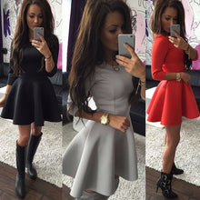 Women's Three Quarter Sexy sping Evening Party Bodycon Mini Skater Dress Q0255