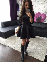 Women's Three Quarter Sexy sping Evening Party Bodycon Mini Skater Dress Q0255