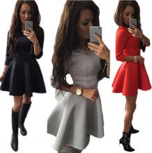 Women's Three Quarter Sexy sping Evening Party Bodycon Mini Skater Dress Q0255