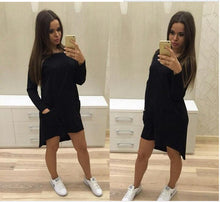Long Sleeve Pockets Irregular Dresses Plus Size Women Dresses Q0254