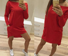Long Sleeve Pockets Irregular Dresses Plus Size Women Dresses Q0254