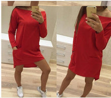 Long Sleeve Pockets Irregular Dresses Plus Size Women Dresses Q0254